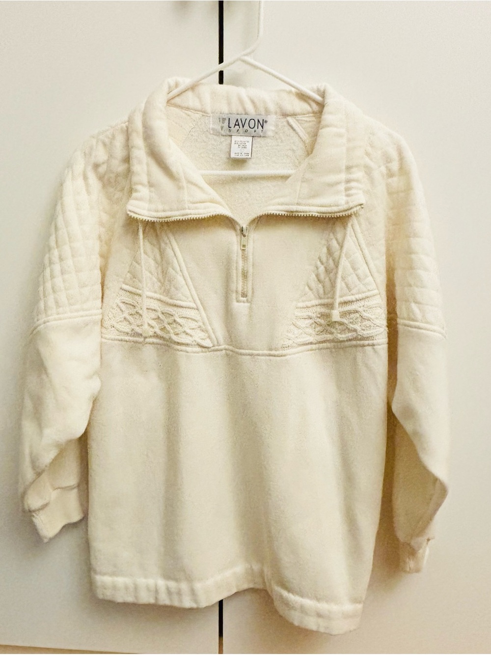 Vintage cream-colored half-zip pullover sweatshirt from Lavon Sport.